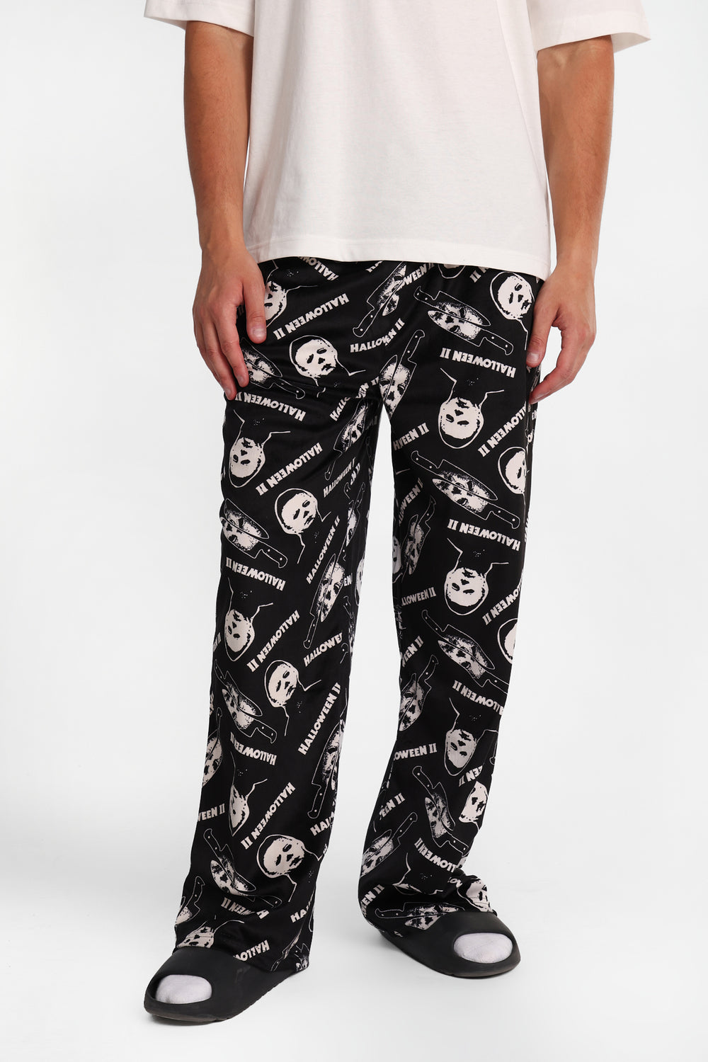 Pantalon pyjama en molleton soyeux imprimé Halloween Pantalon pyjama en molleton soyeux imprimé Halloween
