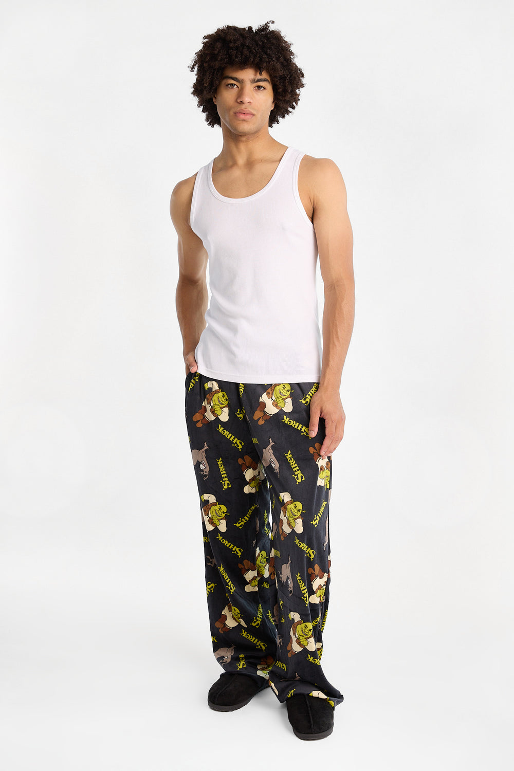 Pantalon pyjama en molleton soyeux imprimé Shrek et Donkey Pantalon pyjama en molleton soyeux imprimé Shrek et Donkey