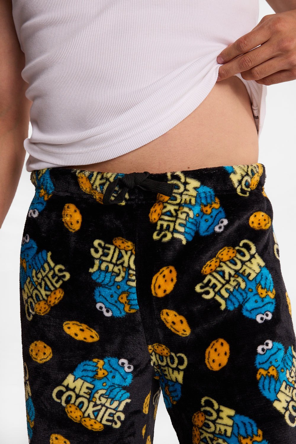 Pantalon pyjama pelucheux imprimé Cookie Monster Pantalon pyjama pelucheux imprimé Cookie Monster
