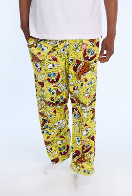 Mens SpongeBob Funny Faces Fleece Pajama Pant