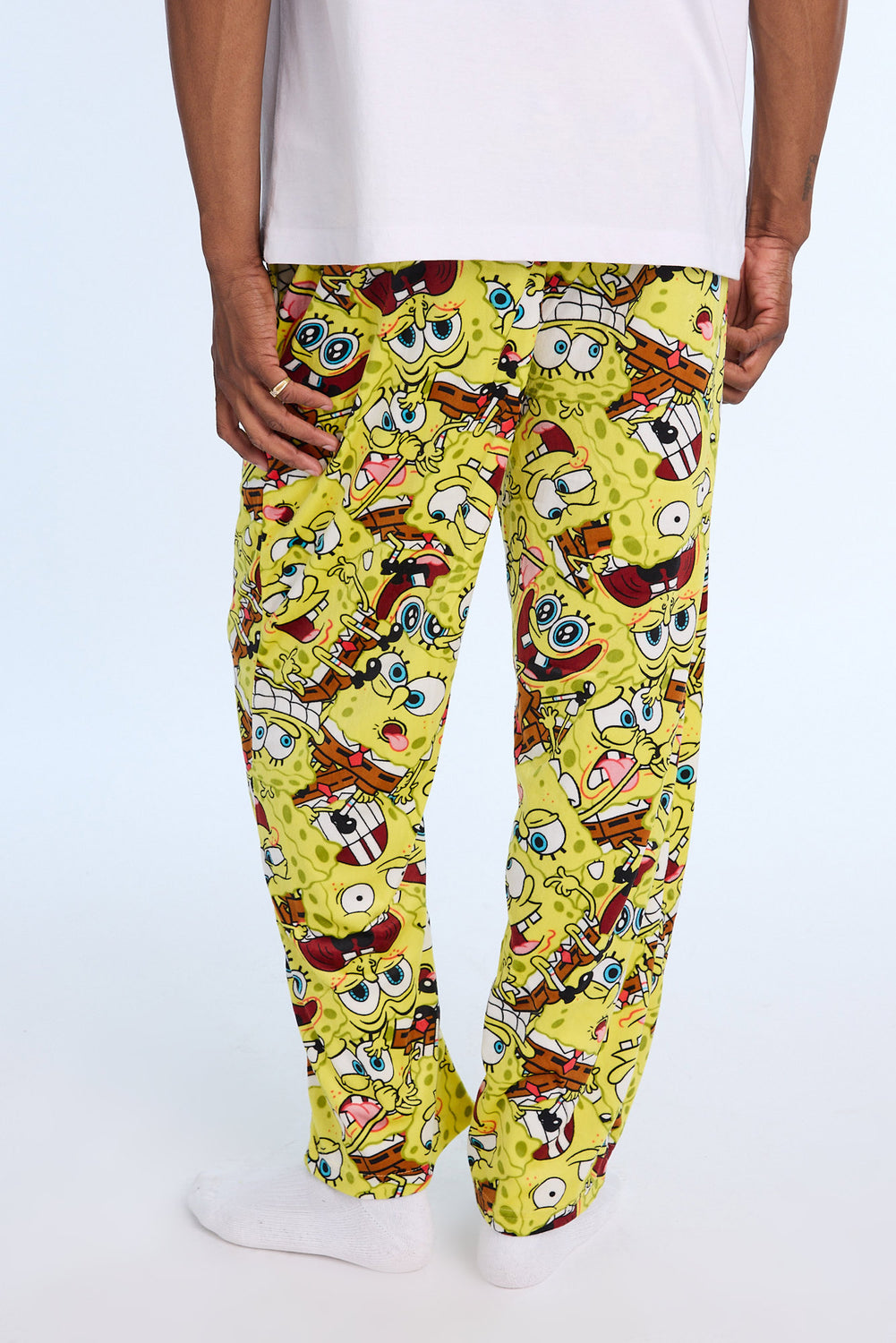 Mens SpongeBob Funny Faces Fleece Pajama Pant Mens SpongeBob Funny Faces Fleece Pajama Pant