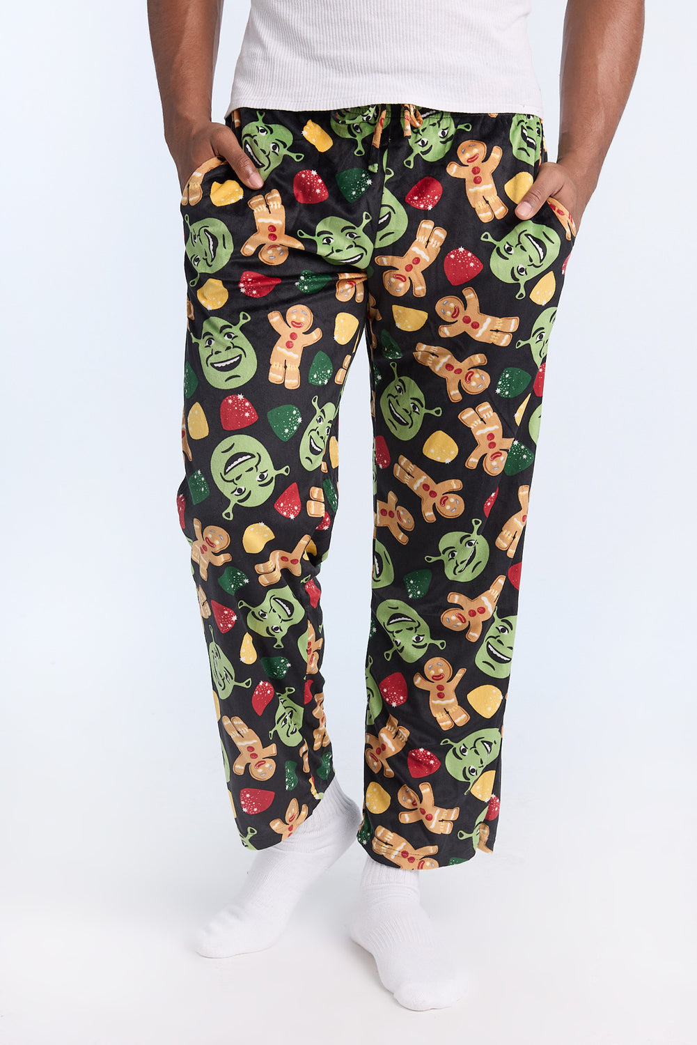 Mens Shrek & Gingerbread Man Plush Pajama Pant Mens Shrek & Gingerbread Man Plush Pajama Pant