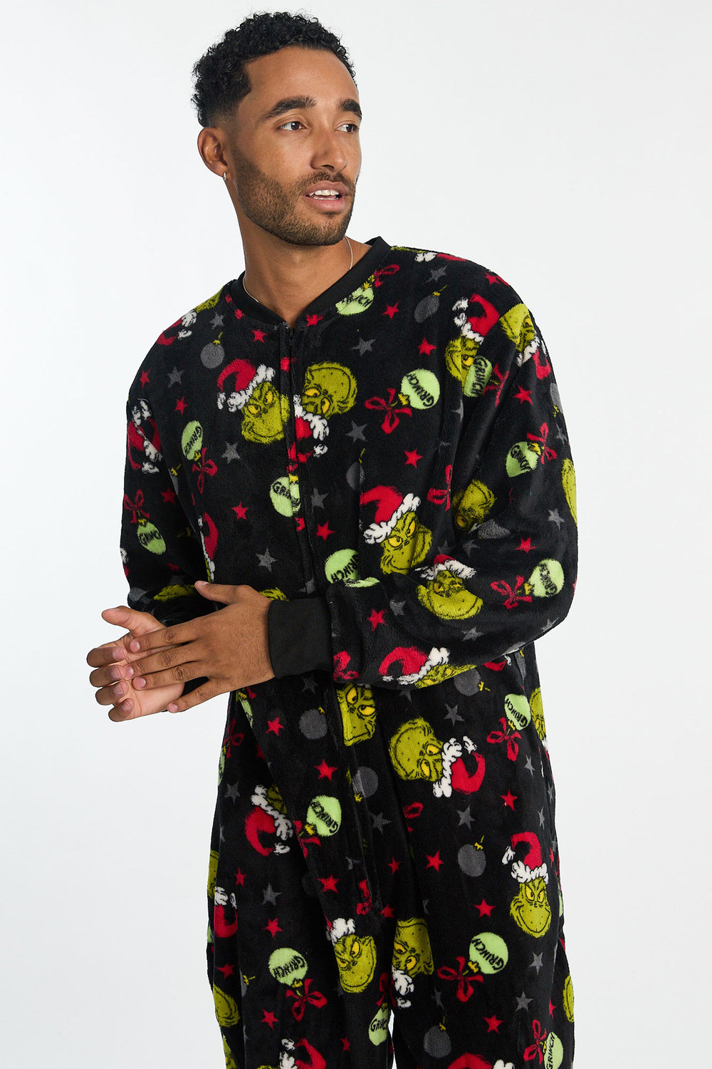 Combinaison pyjama en peluche boules de Noël The Grinch homme Combinaison pyjama en peluche boules de Noël The Grinch homme