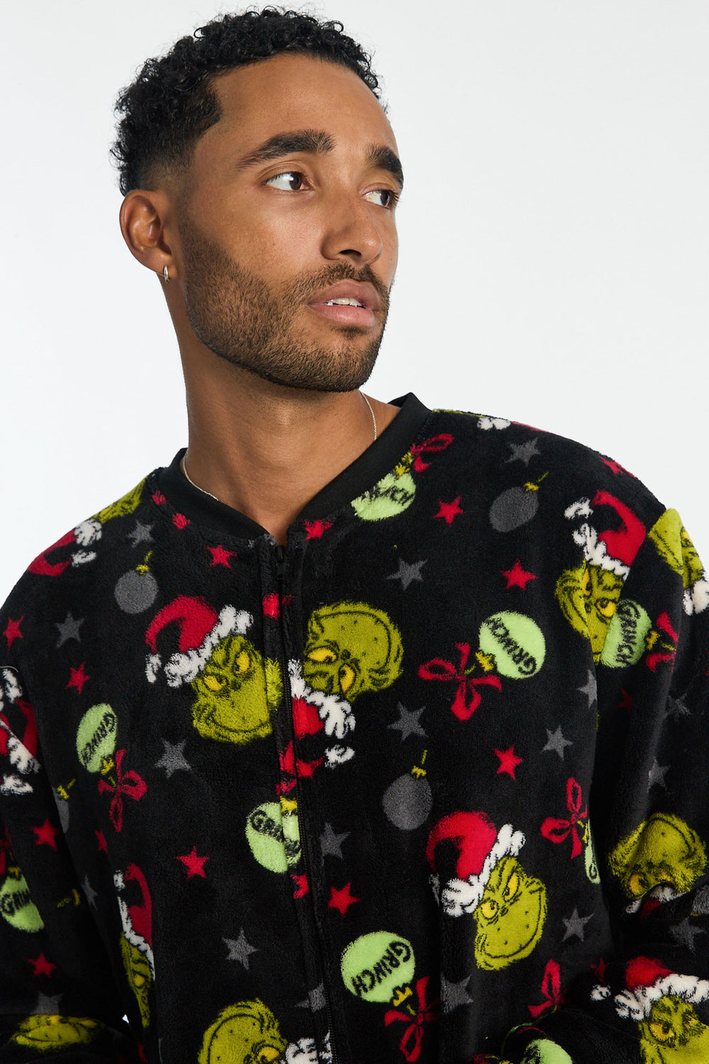 Combinaison pyjama en peluche boules de Noël The Grinch homme Combinaison pyjama en peluche boules de Noël The Grinch homme