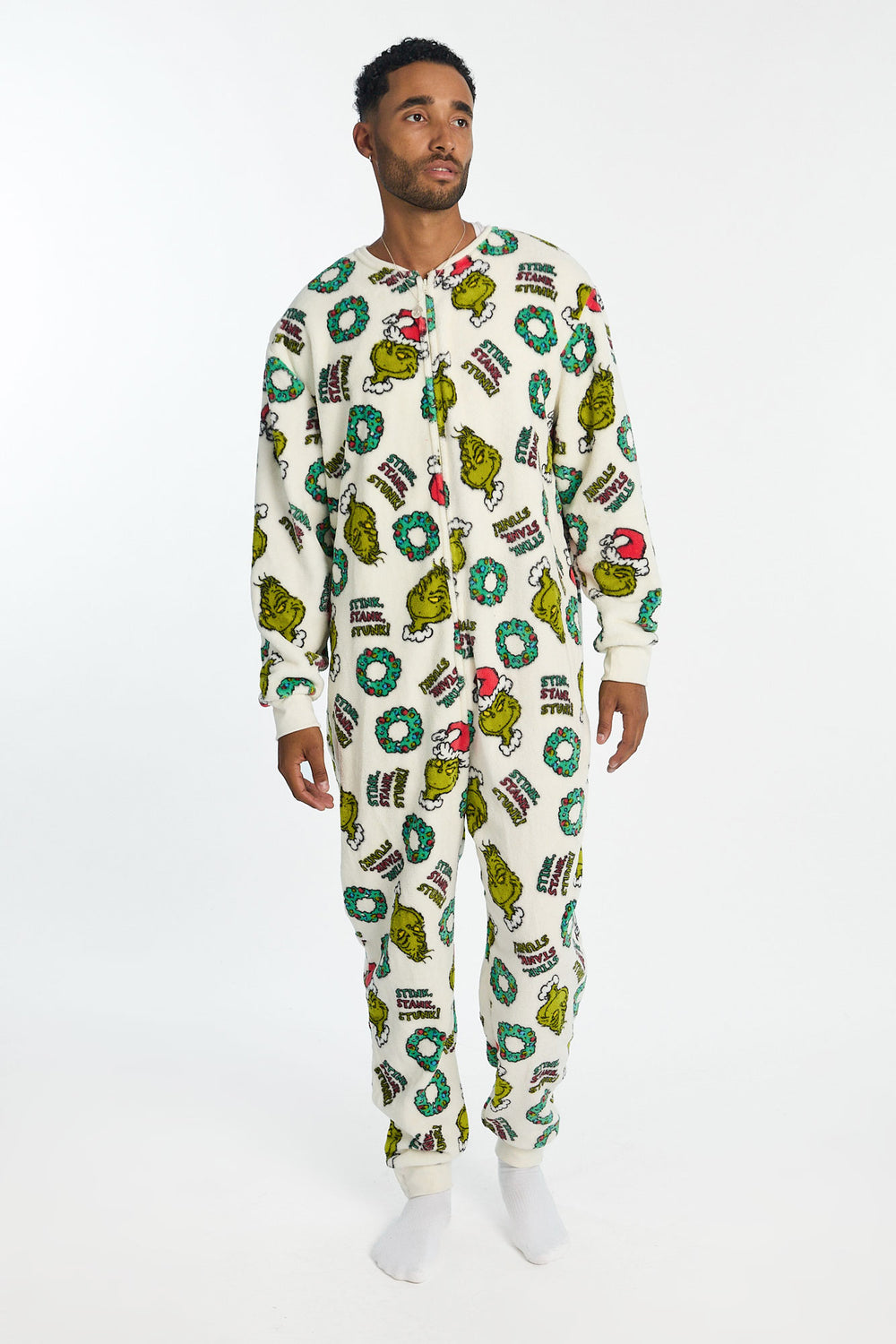 Mens The Grinch Stink, Stank Stunk Plush Onesie Mens The Grinch Stink, Stank Stunk Plush Onesie