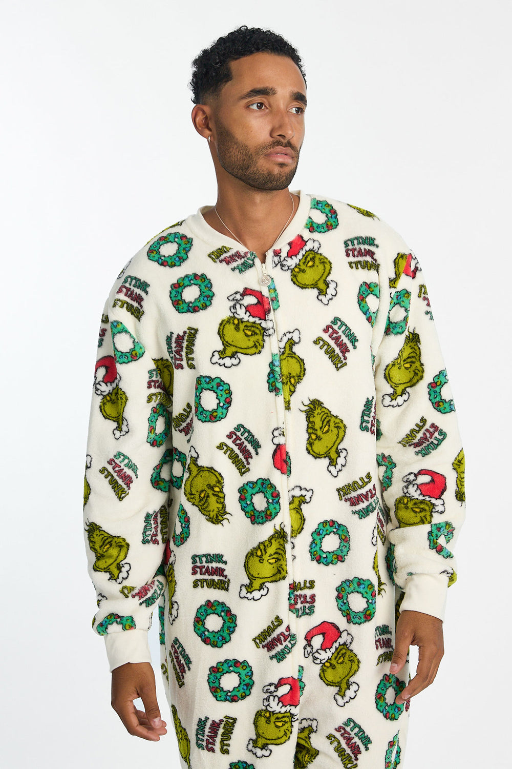 Mens The Grinch Stink, Stank Stunk Plush Onesie Mens The Grinch Stink, Stank Stunk Plush Onesie