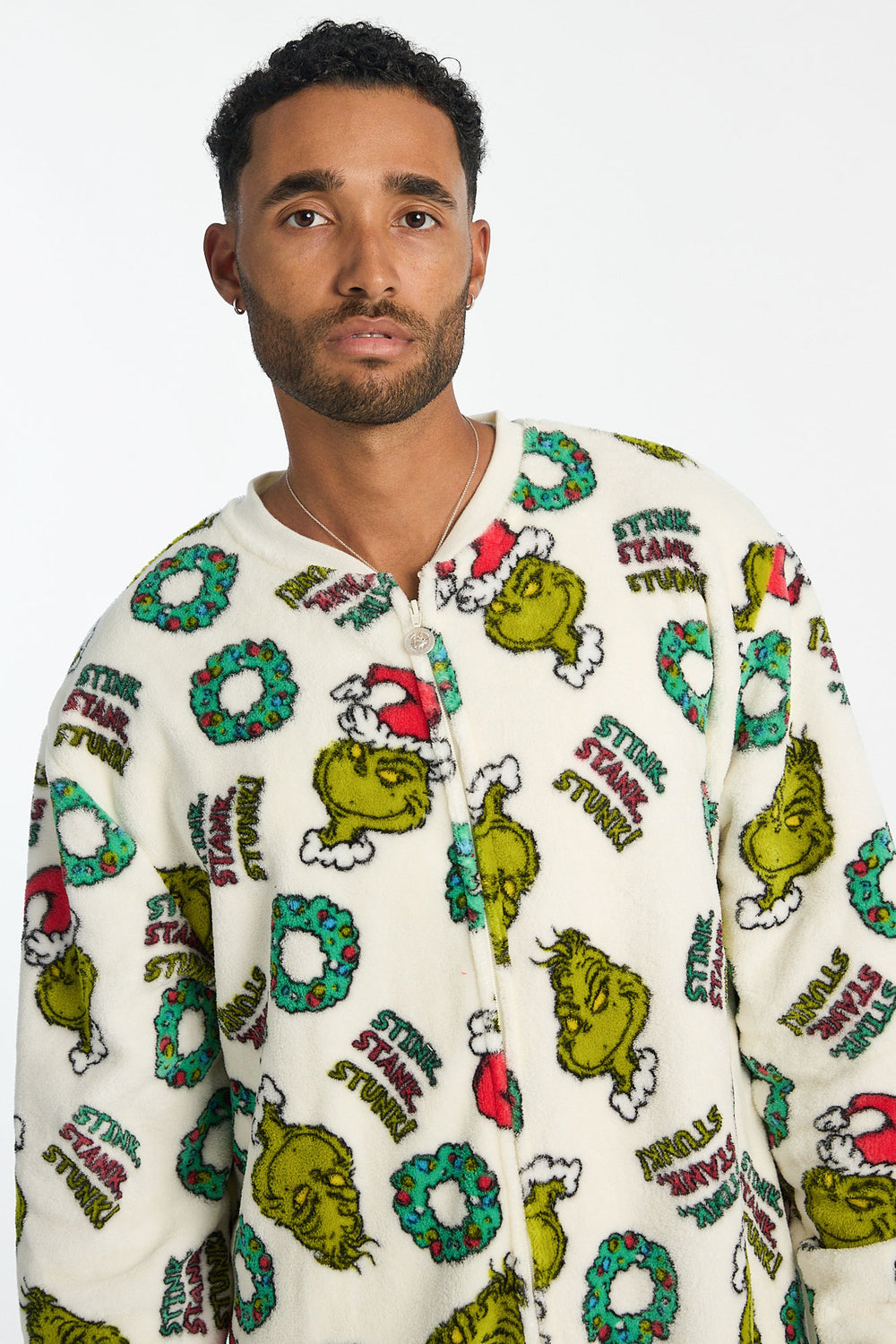 Mens The Grinch Stink, Stank Stunk Plush Onesie Mens The Grinch Stink, Stank Stunk Plush Onesie
