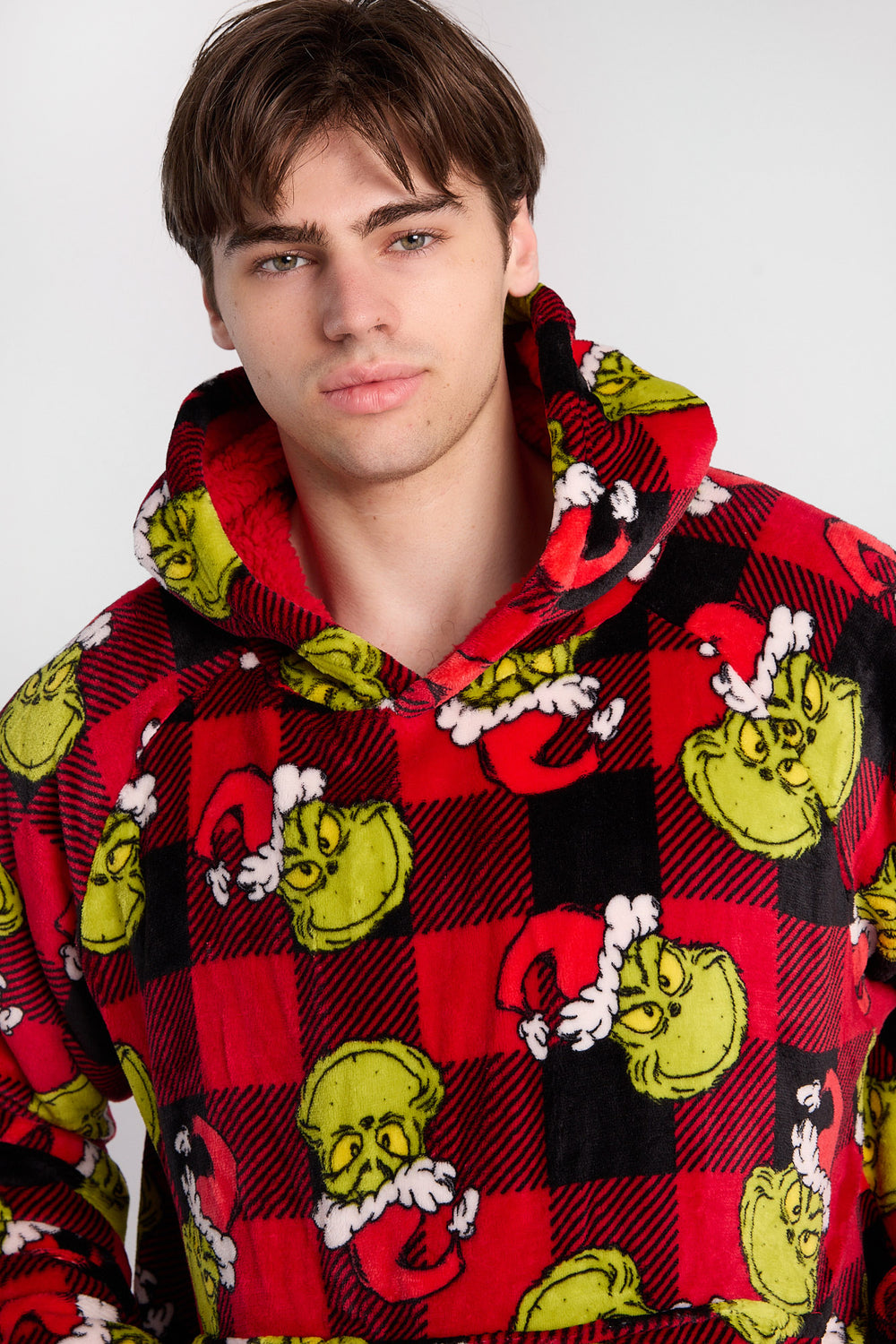 The Grinch Plaid Oversized Blanket Hoodie The Grinch Plaid Oversized Blanket Hoodie