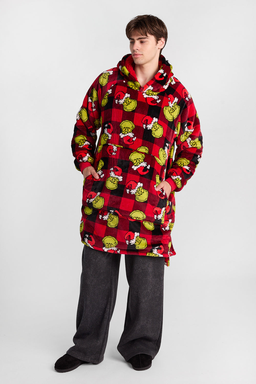 The Grinch Plaid Oversized Blanket Hoodie The Grinch Plaid Oversized Blanket Hoodie