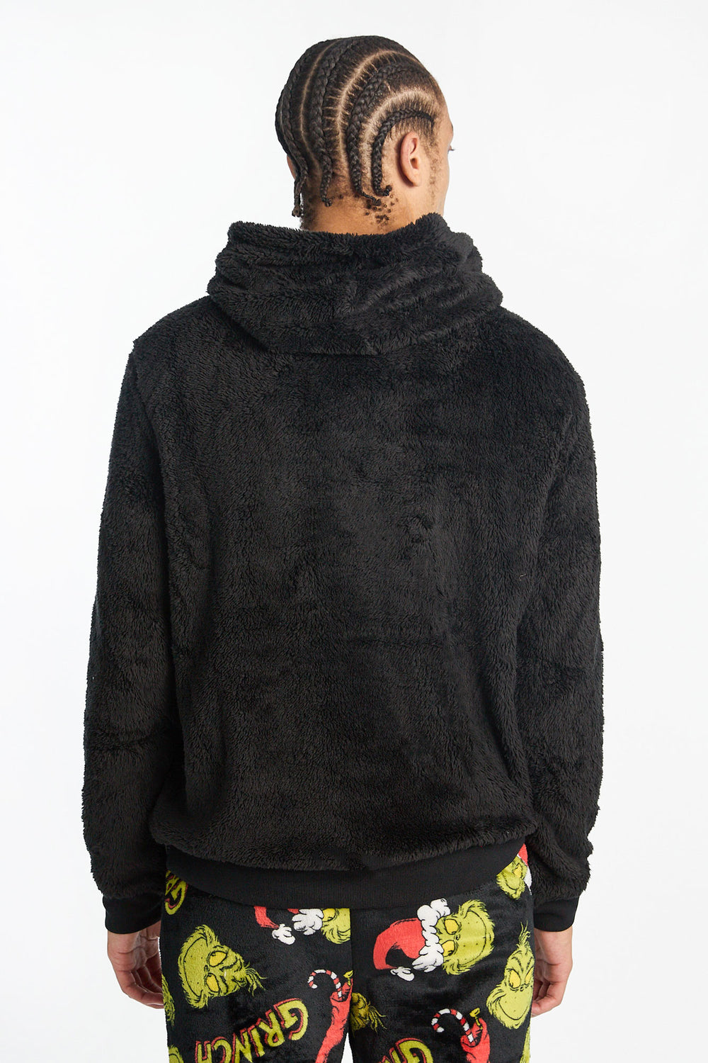 Mens The Grinch Black Sherpa Hoodie Mens The Grinch Black Sherpa Hoodie