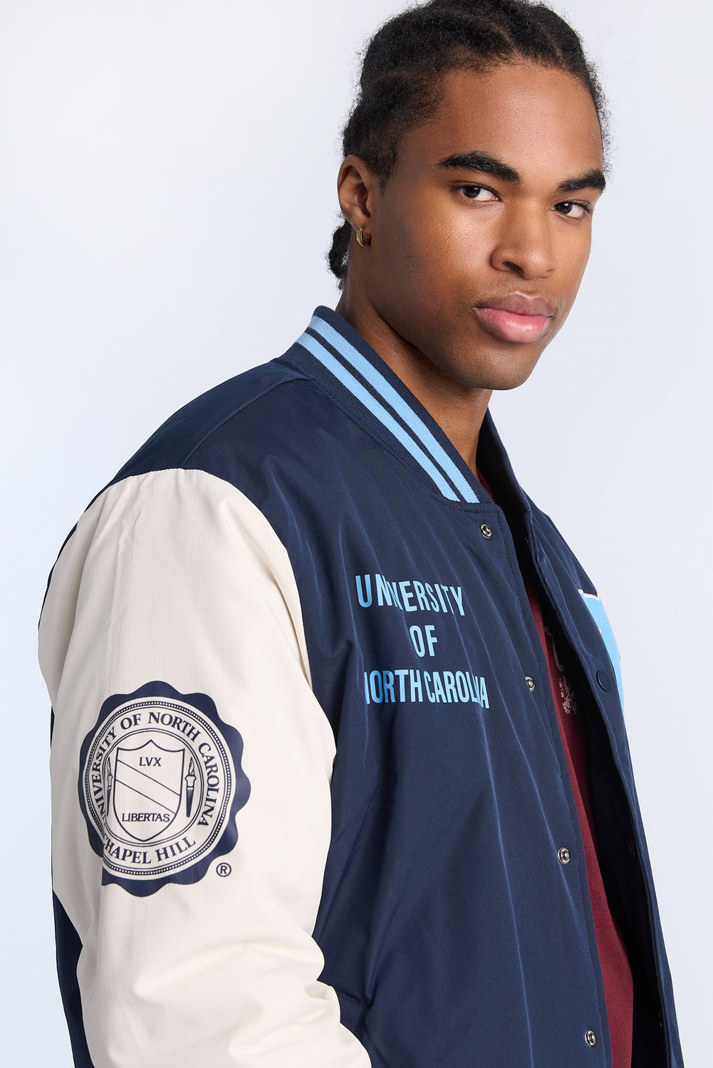 Mens UNC Tar Heels Nylon Varsity Jacket Mens UNC Tar Heels Nylon Varsity Jacket