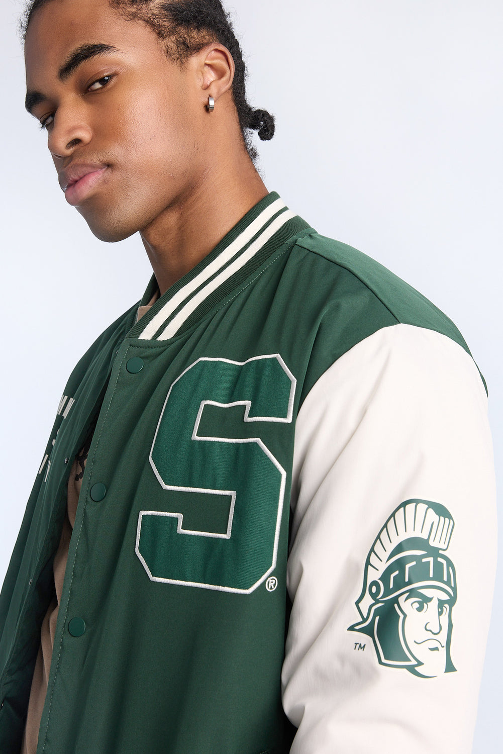 Mens Michigan State University Nylon Varsity Jacket Mens Michigan State University Nylon Varsity Jacket