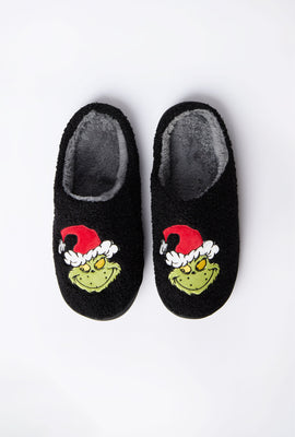 Mens The Grinch Santa Plush Slippers