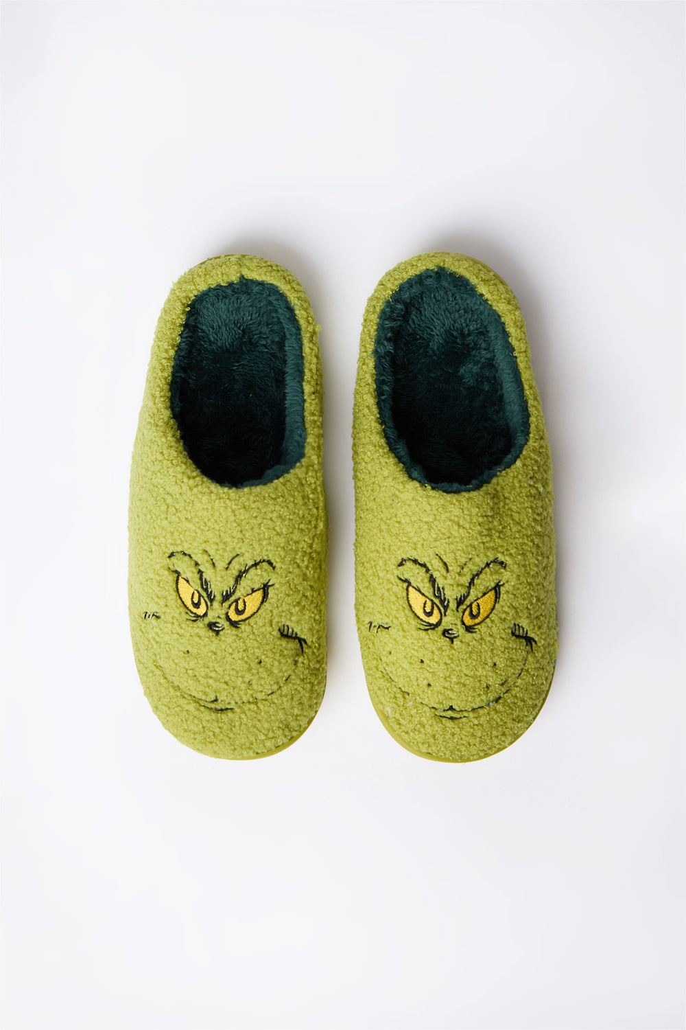 Mens The Grinch Face Plush Slippers Mens The Grinch Face Plush Slippers