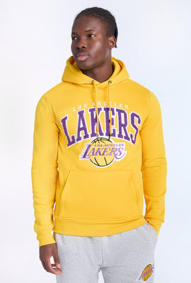 Haut à capuchon jaune logo chenille LA Lakers homme