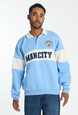Sweatshirt à col polo bicolore Man City homme