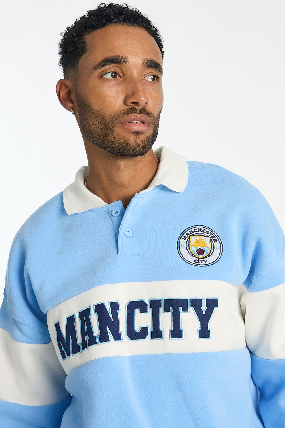 Mens Man City Colour Block Polo Sweatshirt Mens Man City Colour Block Polo Sweatshirt