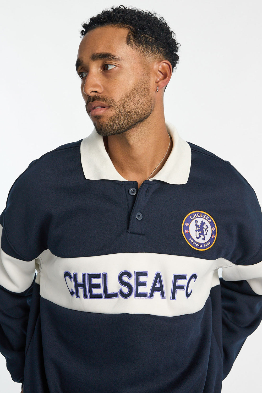 Sweatshirt à col polo bicolore Chelsea FC homme Sweatshirt à col polo bicolore Chelsea FC homme