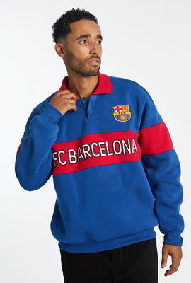 Mens FC Barcelona Colour Block Polo Sweatshirt