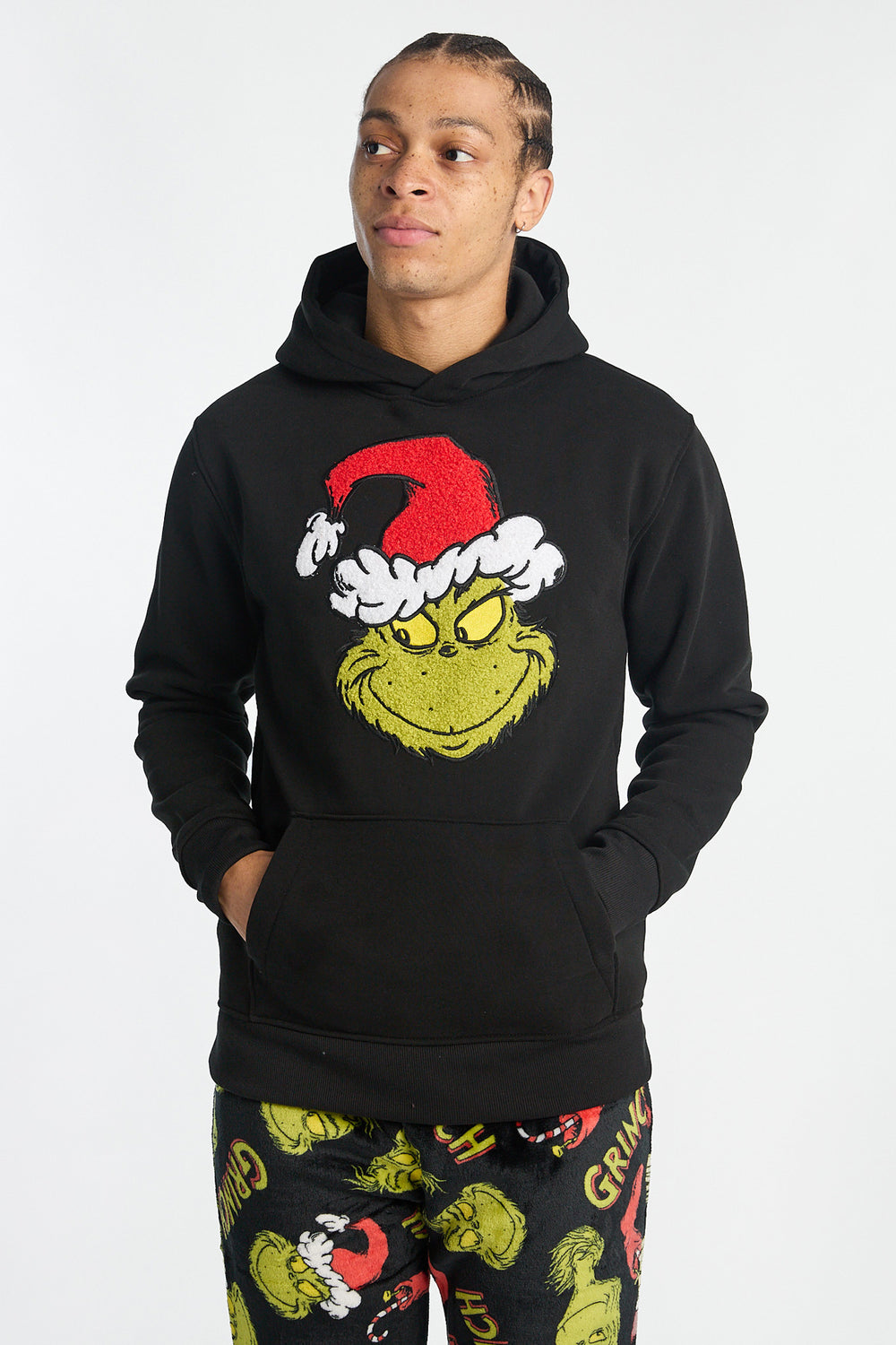 Mens The Grinch Chenille Graphic Hoodie Mens The Grinch Chenille Graphic Hoodie