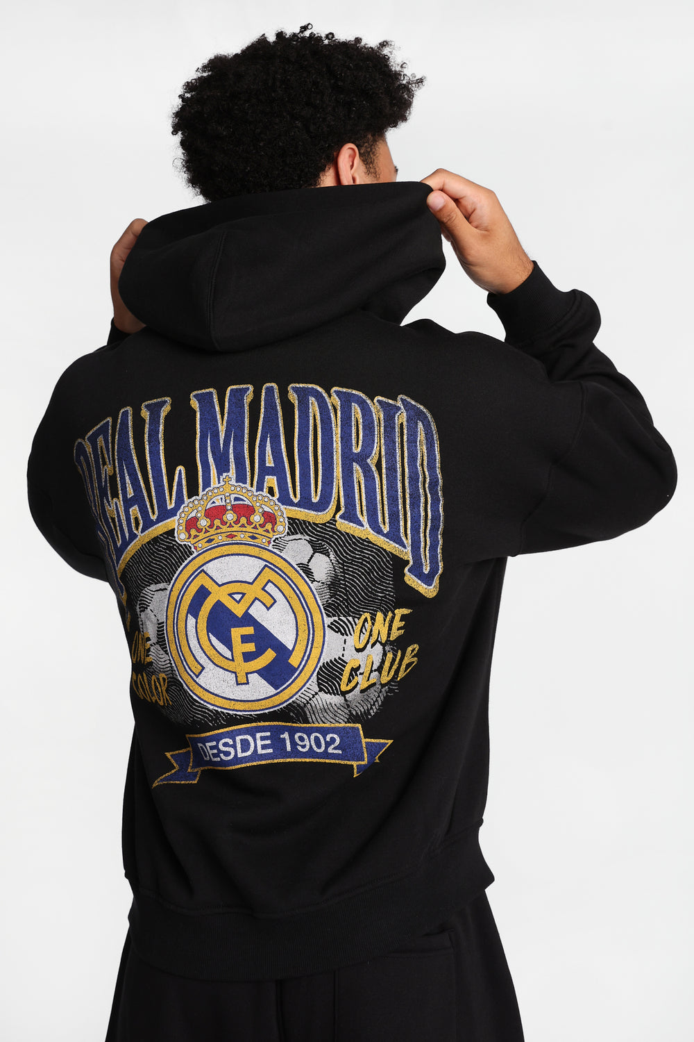 Haut à capuchon zippé imprimé Real Madrid Haut à capuchon zippé imprimé Real Madrid