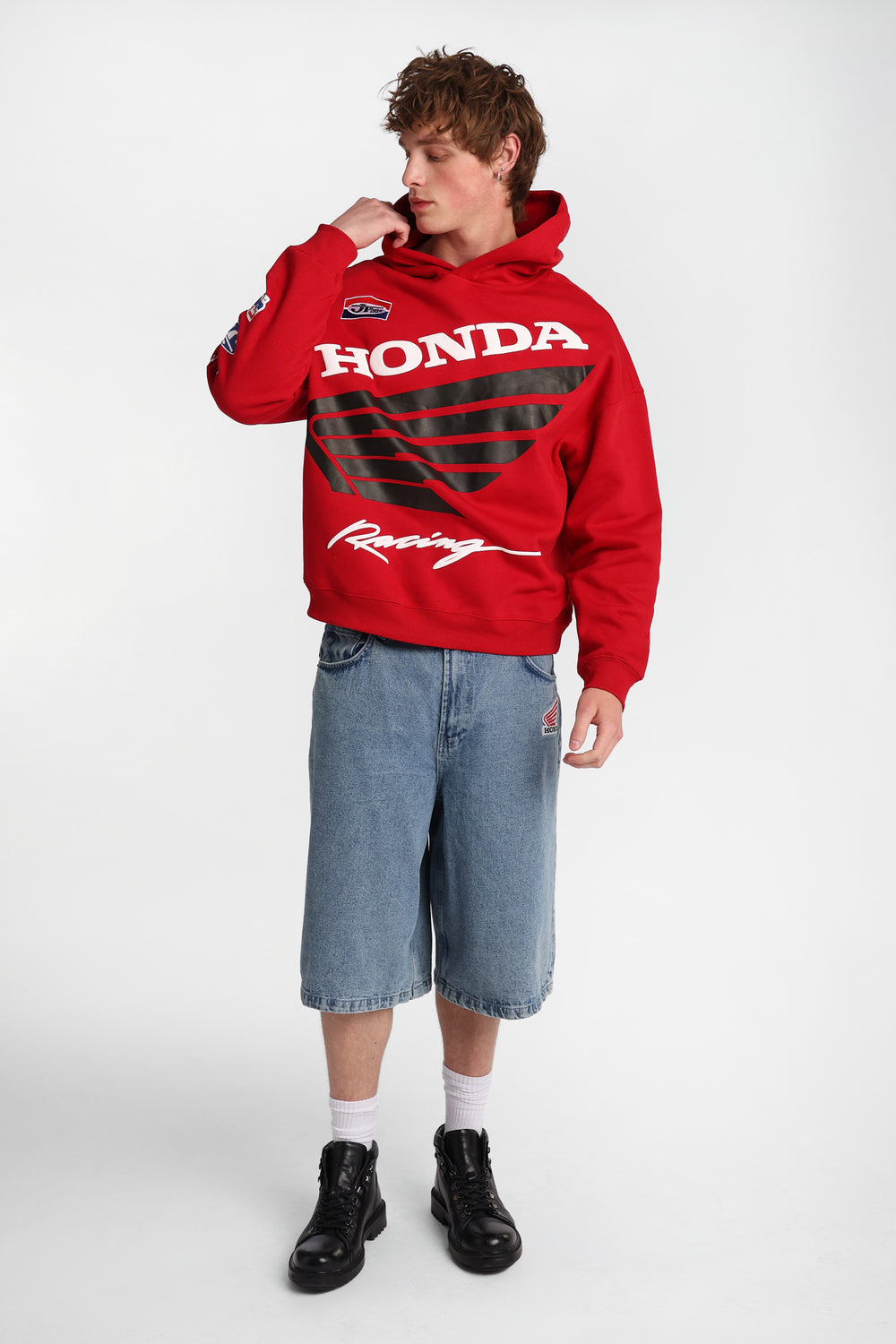 Haut à capuchon imprimé ailes Honda Racing Haut à capuchon imprimé ailes Honda Racing