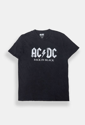 Mens AC/DC Back In Black Stonewash T-Shirt