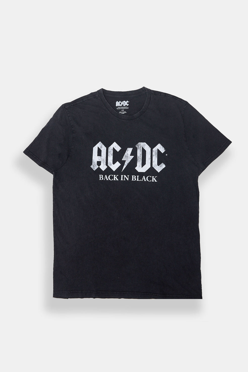Mens AC/DC Back In Black Stonewash T-Shirt Mens AC/DC Back In Black Stonewash T-Shirt