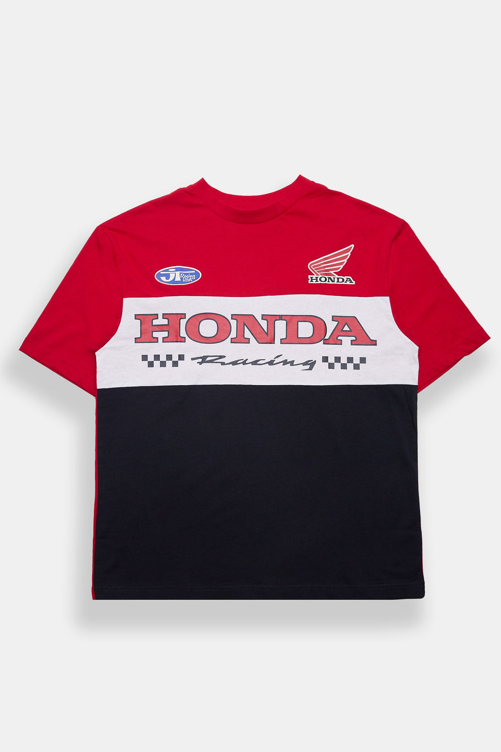 T-shirt bicolore surdimensionné imprimé Honda Racing T-shirt bicolore surdimensionné imprimé Honda Racing