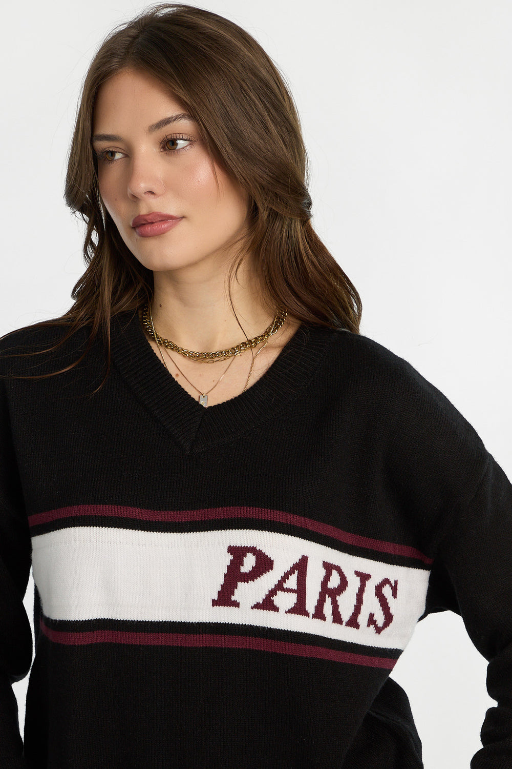 AERO Graphic Flat Knit V-Neck Sweater AERO Graphic Flat Knit V-Neck Sweater