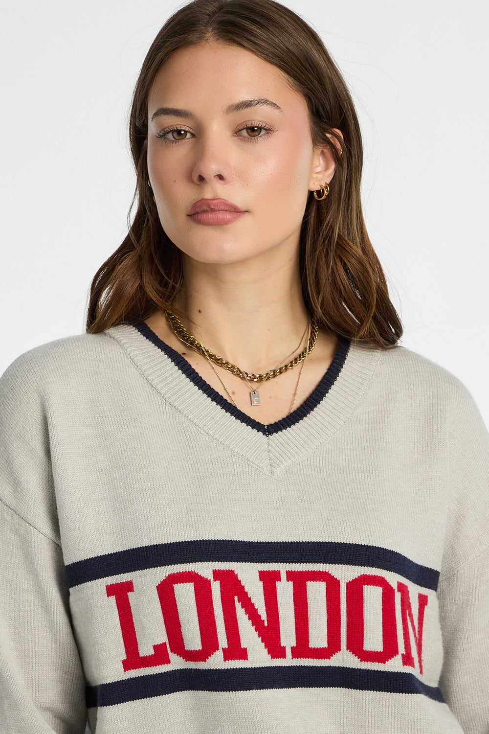 AERO Graphic Flat Knit V-Neck Sweater AERO Graphic Flat Knit V-Neck Sweater