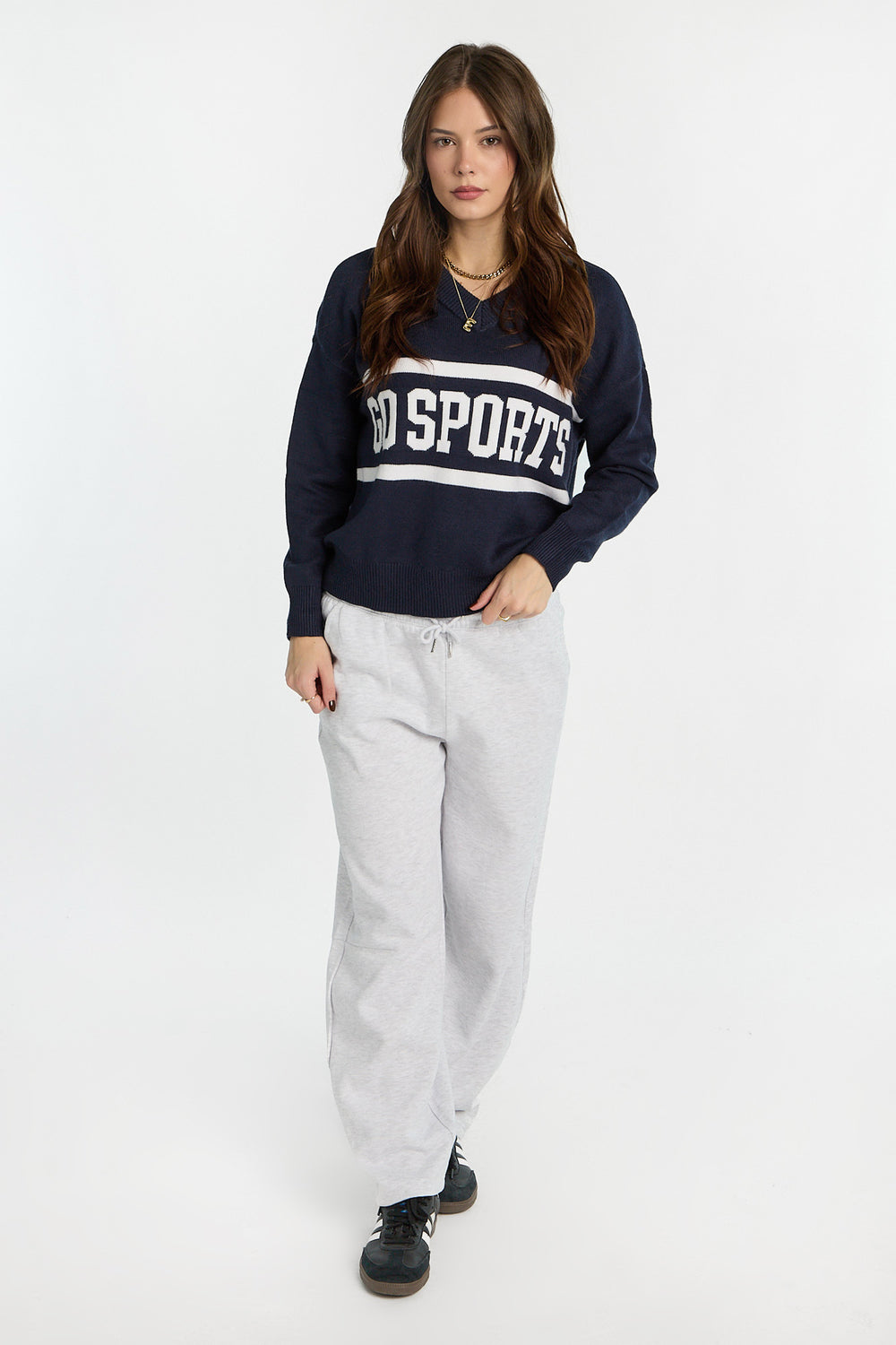 AERO Graphic Flat Knit V-Neck Sweater AERO Graphic Flat Knit V-Neck Sweater