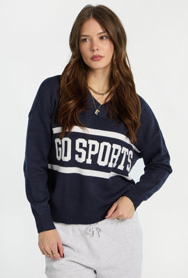 Chandail à col en V en tricot plat AERO