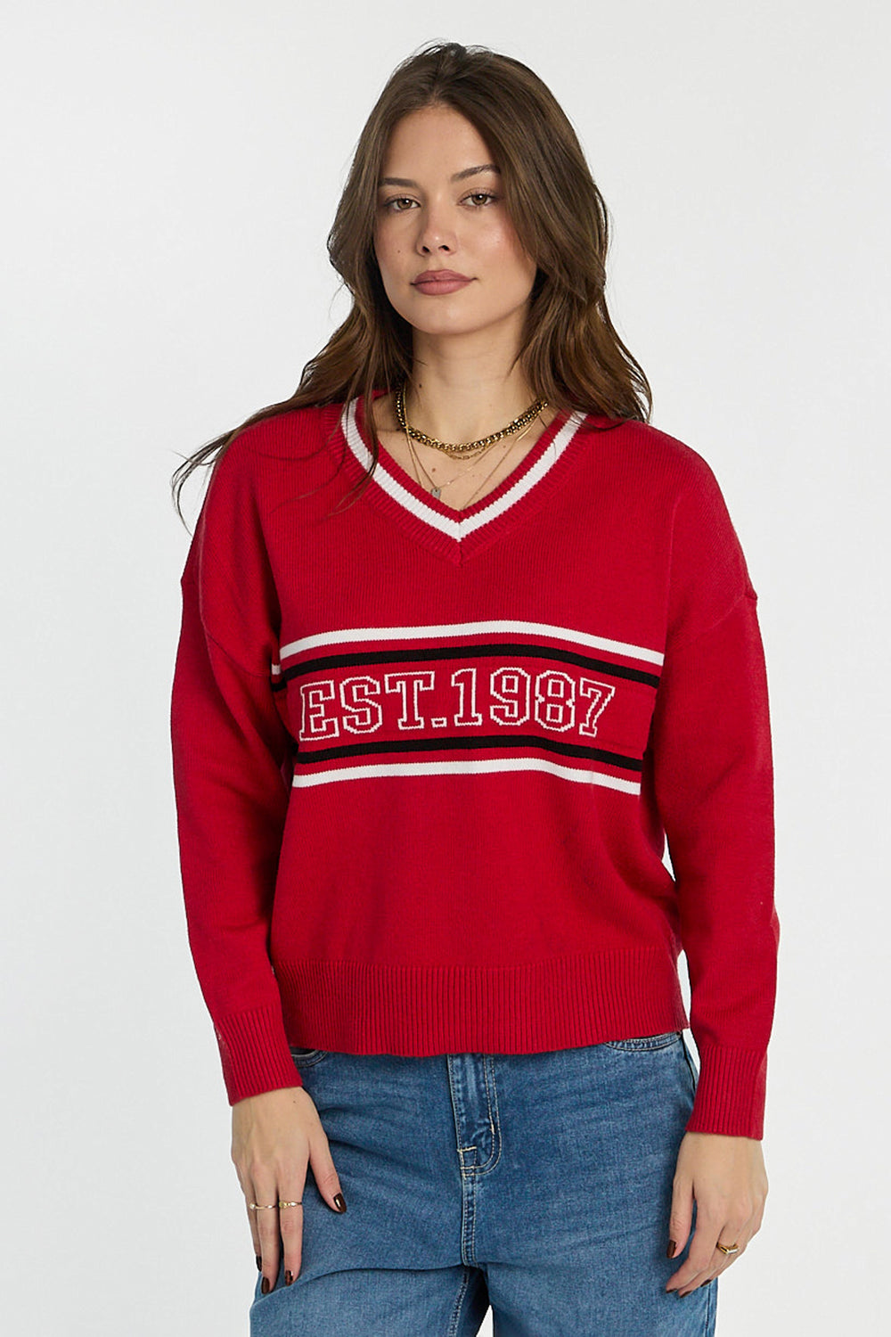 AERO Graphic Flat Knit V-Neck Sweater AERO Graphic Flat Knit V-Neck Sweater