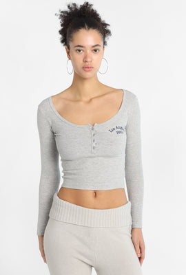 T-shirt ajusté à col Henley à manches longues AERO