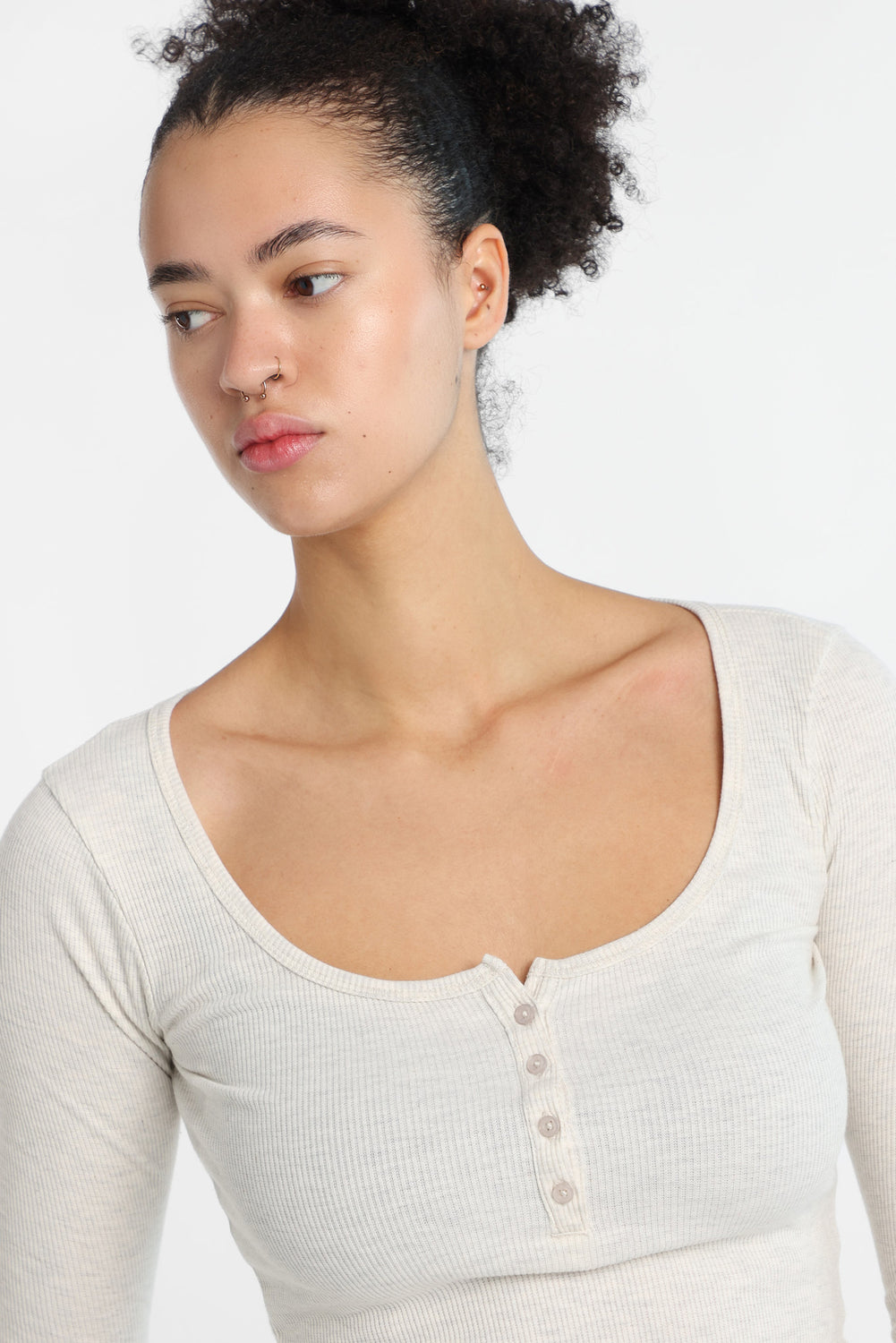 AERO Long Sleeve Henley Baby Tee AERO Long Sleeve Henley Baby Tee