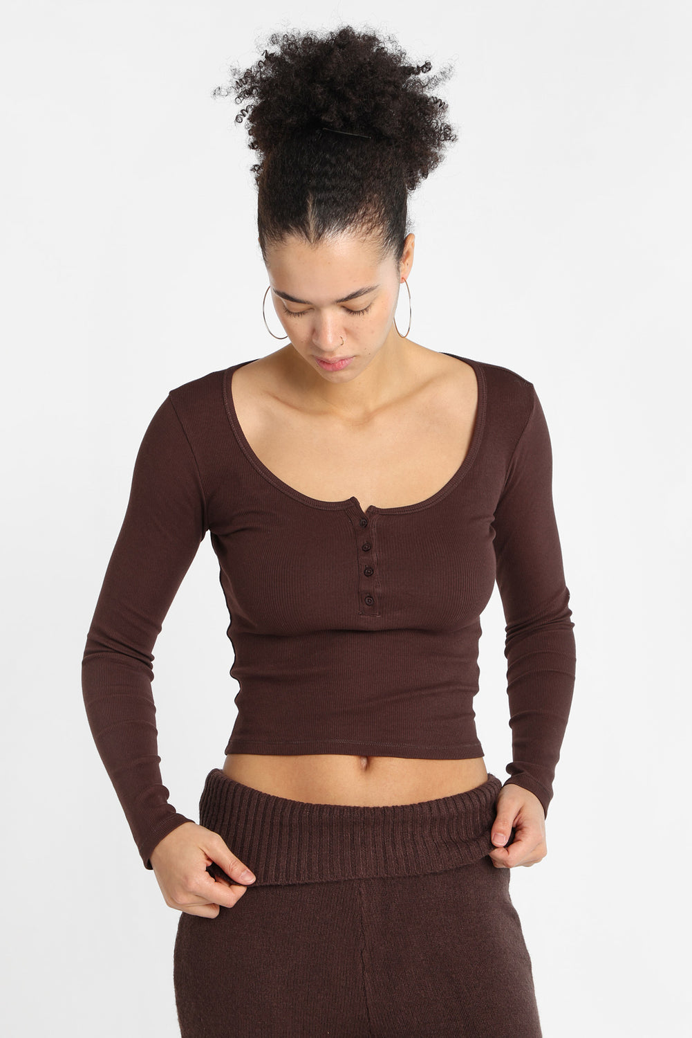 AERO Long Sleeve Henley Baby Tee AERO Long Sleeve Henley Baby Tee