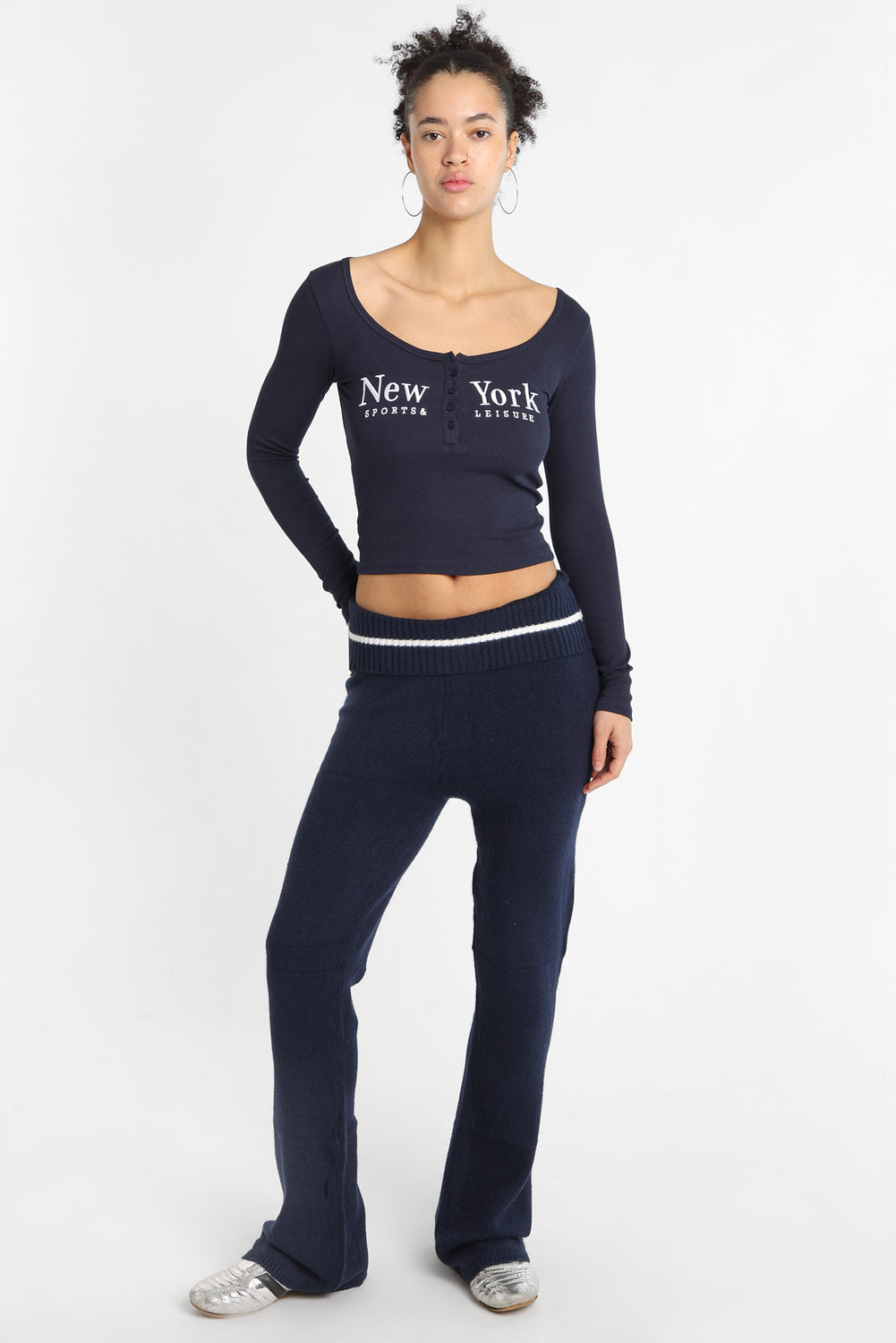 AERO Long Sleeve Henley Baby Tee AERO Long Sleeve Henley Baby Tee