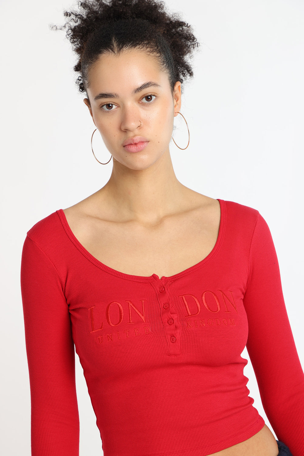 AERO Long Sleeve Henley Baby Tee AERO Long Sleeve Henley Baby Tee