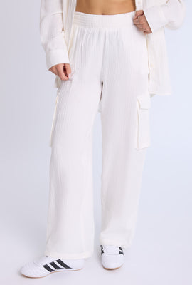 Cotton Gauzy Pull-On Wide Leg Pant