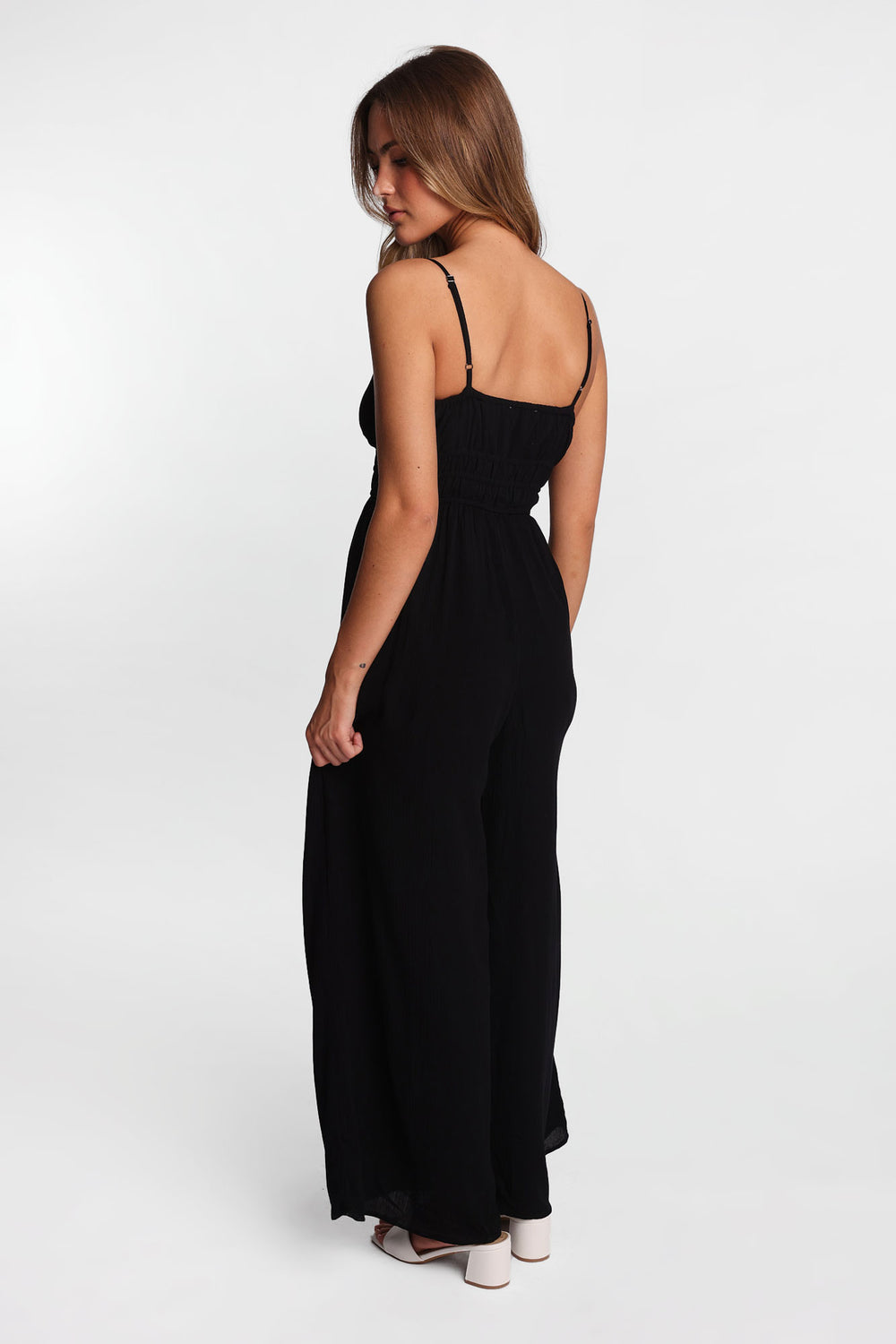 AERO Gauzy Tie-Front Wide-Leg Jumpsuit AERO Gauzy Tie-Front Wide-Leg Jumpsuit