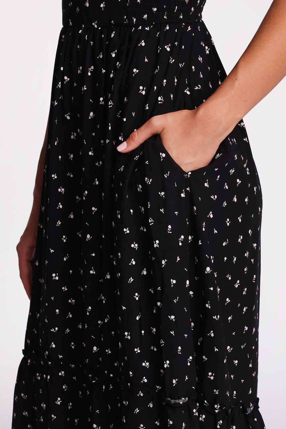 AERO Cap Sleeve Side Smocked Midi Dress AERO Cap Sleeve Side Smocked Midi Dress