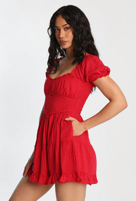 Mini-robe ajustée et évasée à encolure dégagée AERO