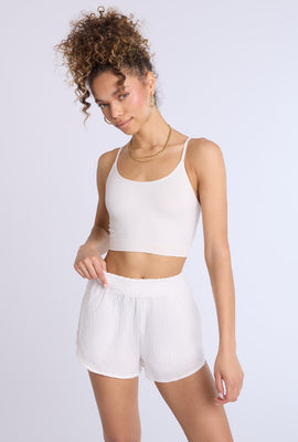 Shorts à enfiler en coton léger avec taille haute