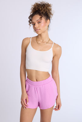 Shorts à enfiler en coton léger avec taille haute