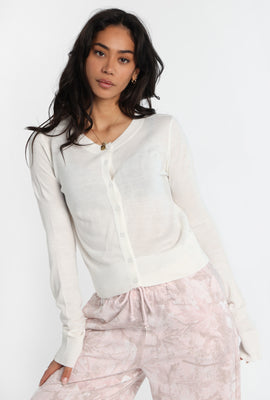 Cardigan à boutons avec col ras du cou