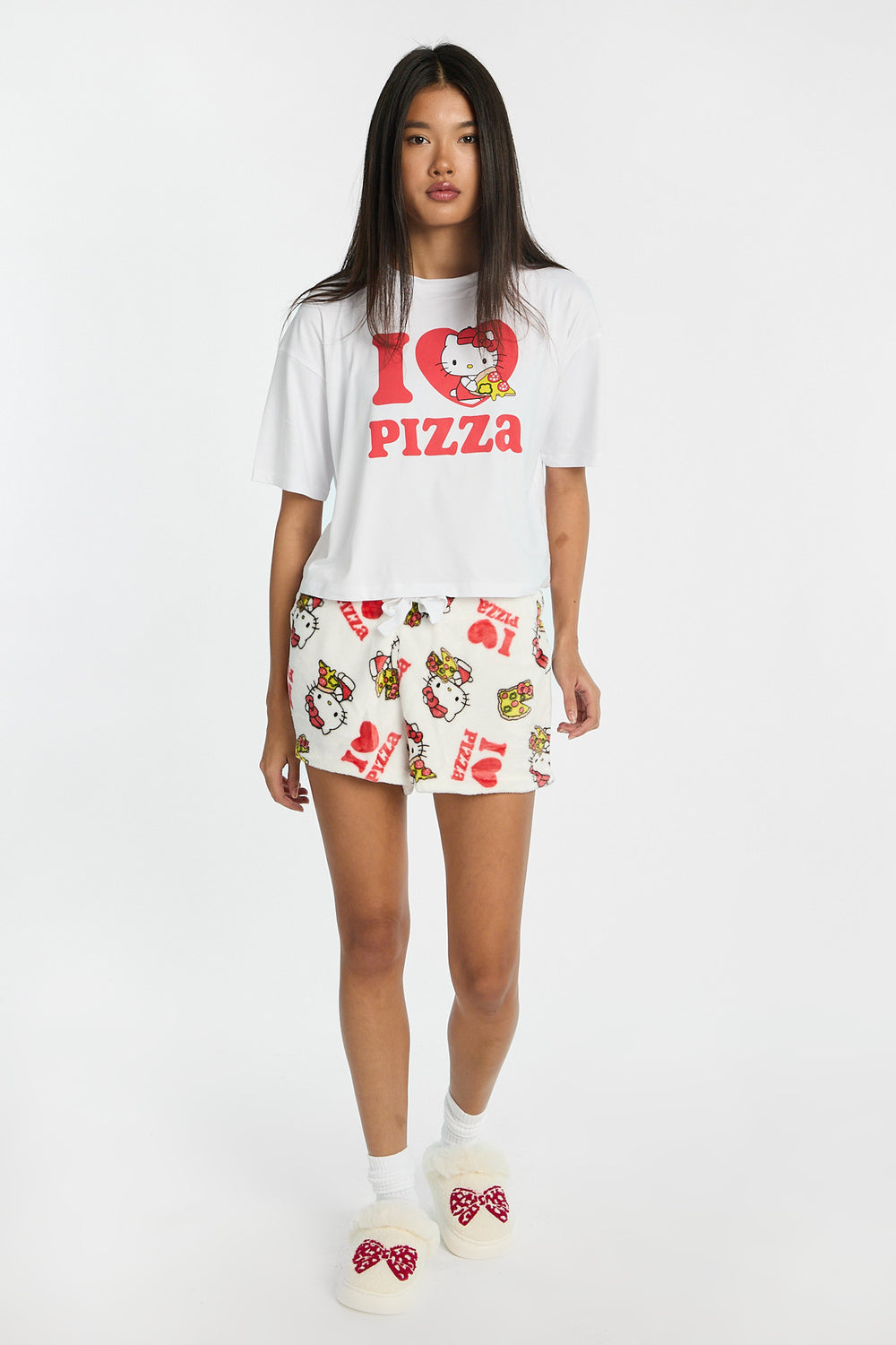 Ensemble de pyjama 2 pièces imprimé Hello Kitty I Love Pizza Ensemble de pyjama 2 pièces imprimé Hello Kitty I Love Pizza