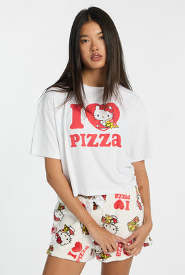 Ensemble de pyjama 2 pièces imprimé Hello Kitty I Love Pizza