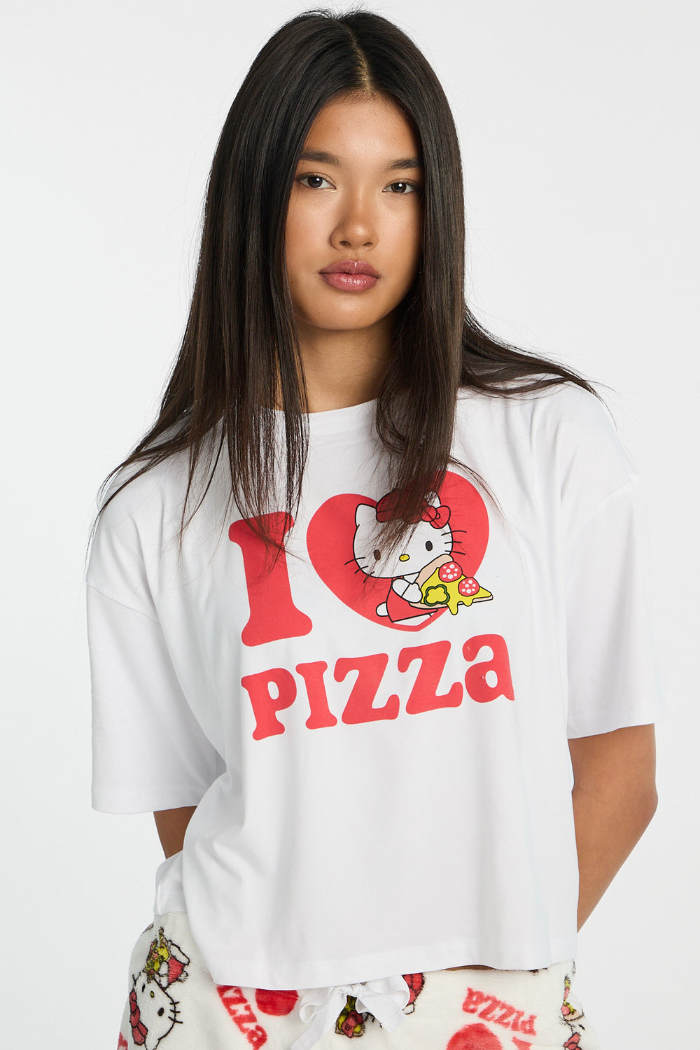 Hello Kitty I Love Pizza 2-Piece Pajama Tee & Shorts Set Hello Kitty I Love Pizza 2-Piece Pajama Tee & Shorts Set