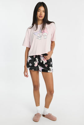 Kuromi My Melody 2-Piece Pajama Tee & Shorts Set